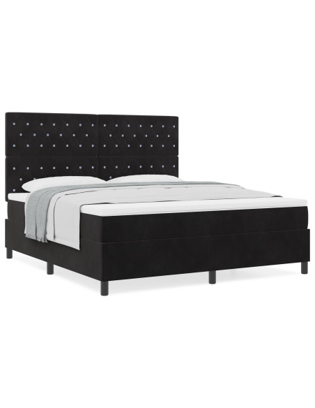 letto box spring  con materasso nero super king velluto