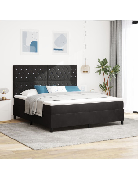 letto box spring  con materasso nero super king velluto