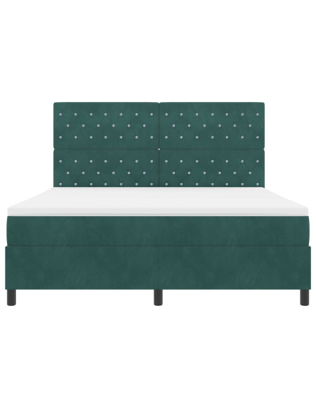 Letto a Molle con Materasso Verde Scuro Super King in Velluto