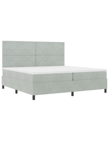 Letto a molle con materasso Grigio chiaro 200 x 200 cm Tessuto