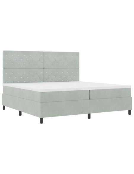 Letto a Molletta  con Materasso Grigio Chiaro 200x200 cm in Velluto