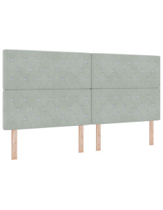 Letto a molle con materasso Grigio chiaro 200 x 200 cm Tessuto 2