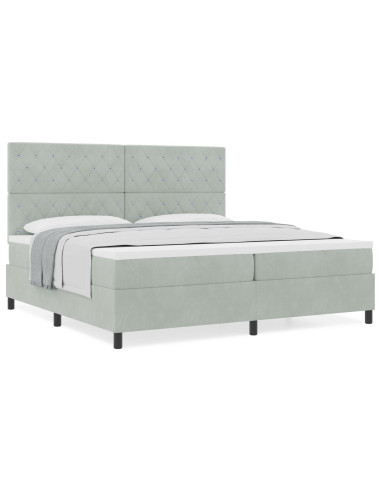 Letto a molle con materasso Grigio chiaro 200 x 200 cm Tessuto