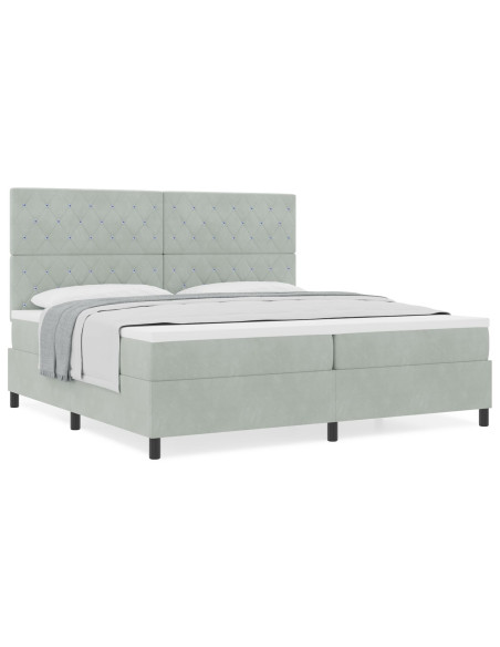 Letto a Molletta  con Materasso Grigio Chiaro 200x200 cm in Velluto