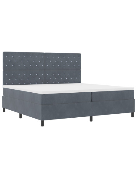Letto a Molle  con Materasso Grigio Scuro 200x200 cm in Velluto