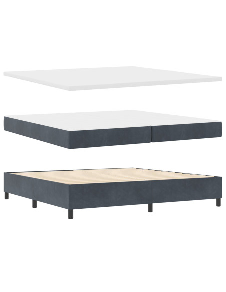 Letto a Molle  con Materasso Grigio Scuro 200x200 cm in Velluto