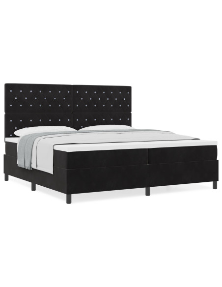 Letto Box Spring con Materasso Nero 200x200 cm Velluto