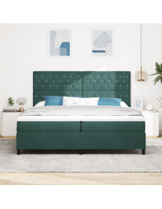 Letto a molle con materasso Verde Scuro 200 x 200 cm Tessuto 2