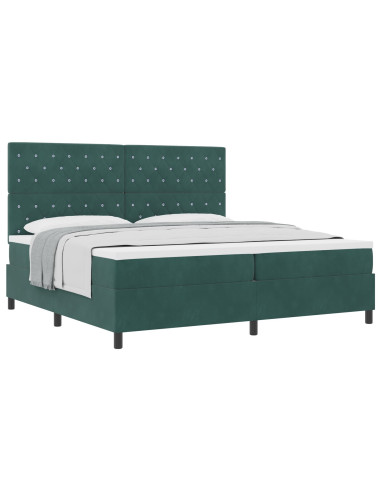 Letto a molle con materasso Verde Scuro 200 x 200 cm Tessuto