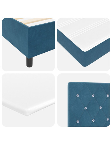 Letto a molle con materasso Blu Scuro 200 x 200 cm Tessuto