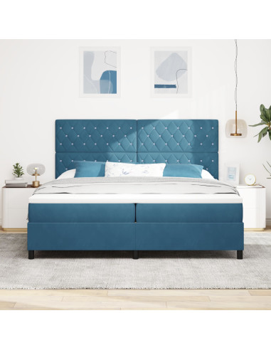 Letto a molle con materasso Blu Scuro 200 x 200 cm Tessuto