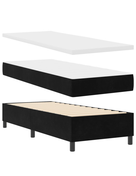 Letto Box Spring  con Materasso Nero 80x200 cm in Velluto