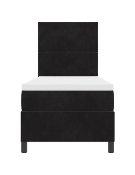 Letto Box Spring  con Materasso Nero 80x200 cm in Velluto