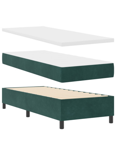 Letto a molle con materasso Verde Scuro 80 x 200 cm Tessuto