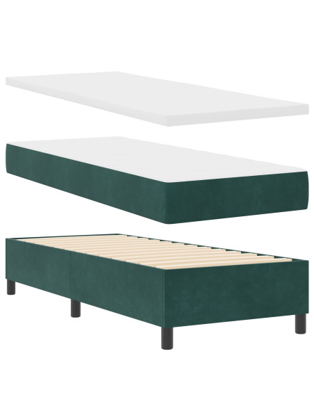 Letto con Box Spring e Materasso Verde Scuro 80x200 cm Velluto