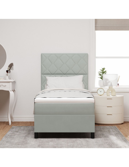 Letto a box spring  con materasso Grigio chiaro Singolo Velluto