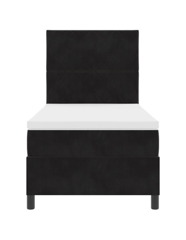 Letto a molle con materasso Nero 90 x 190 cm Tessuto