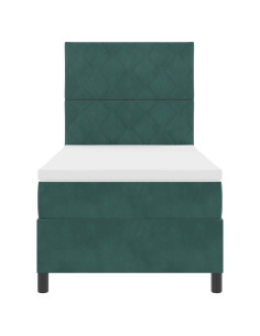 Letto a molle con materasso Verde Scuro 90 x 190 cm Tessuto 2