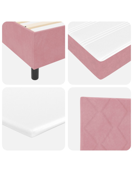 Letto a Rete con Materasso Rosa Singolo in Velluto