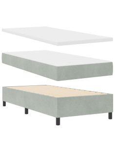 Letto a molle con materasso Grigio chiaro 90 x 200 cm Tessuto 2