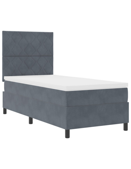 Letto Box Spring con Materasso Grigio scuro 90x200 cm Velluto