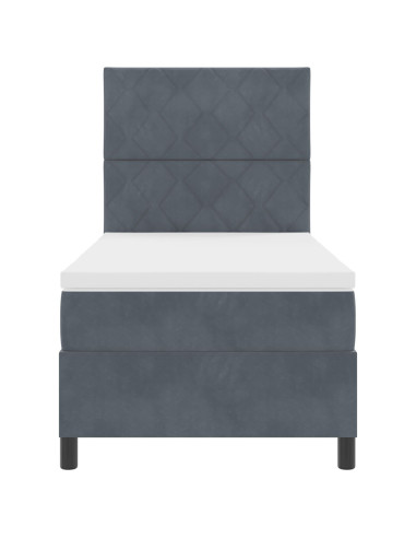 Letto a molle con materasso Grigio scuro 90 x 200 cm Tessuto