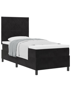 Letto a molle con materasso Nero 90 x 200 cm Tessuto