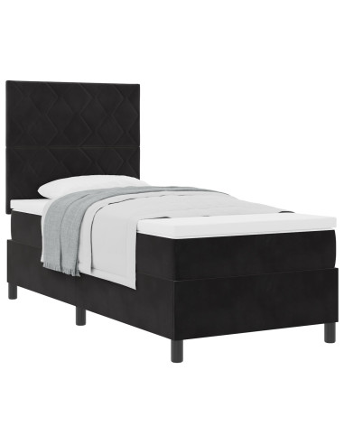 Letto a molle con materasso Nero 90 x 200 cm Tessuto