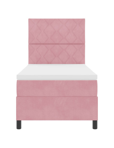 Letto a molle con materasso Rosa 90 x 200 cm Tessuto