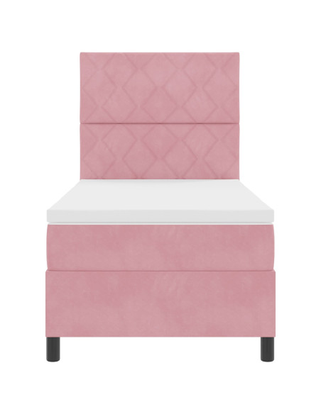 Letto a molle con materasso Rosa 90 x 200 cm Tessuto