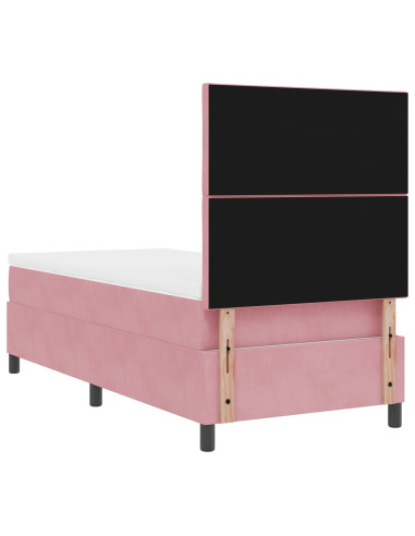Letto a molle con materasso Rosa 90 x 200 cm Tessuto