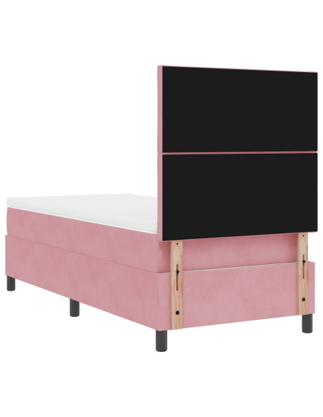 Letto a Box con Materasso Rosa 90x200 cm Velluto