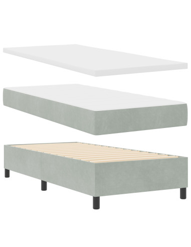 Letto a molle con materasso Grigio chiaro 100 x 200 cm Tessuto