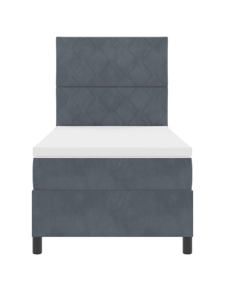 Letto a Balza con Materasso Grigio Scuro 100x200 cm Velluto