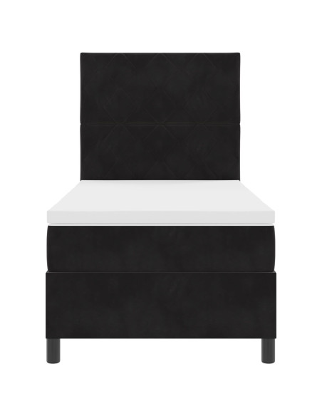 Letto Box Spring con Materasso Nero 100x200 cm Velluto