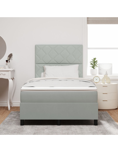 Letto Box Spring con Materasso  Grigio Chiaro 120x200 cm Velluto