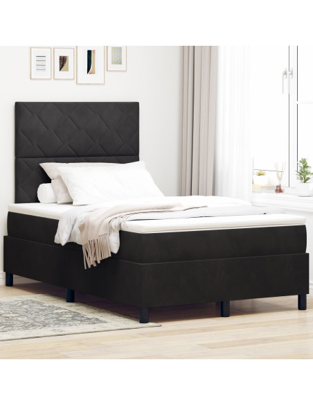 Letto Box Spring con Materasso Nero 120x200 cm Velluto