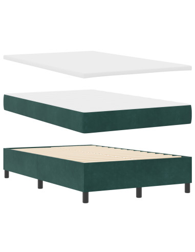 Letto a molle con materasso Verde Scuro 120 x 200 cm Tessuto