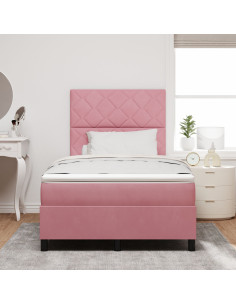 Letto a molle con materasso Rosa 120 x 200 cm Tessuto 2