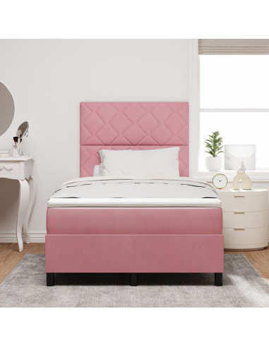 Letto a molle con materasso Rosa 120 x 200 cm Tessuto