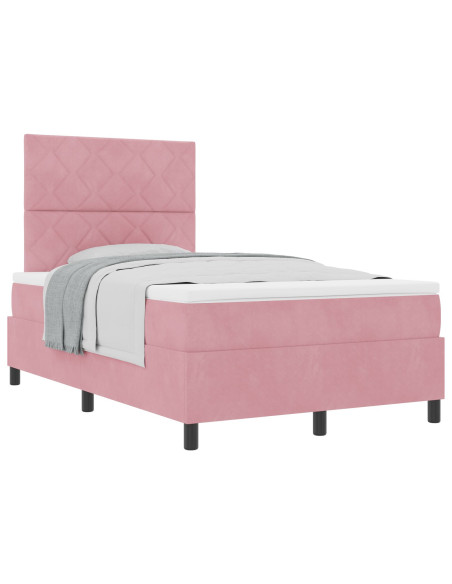 Letto a molle con materasso Rosa 120 x 200 cm Tessuto
