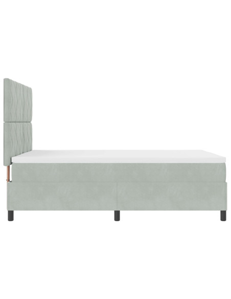 Letto Box Spring con Materasso Grigio Chiaro 140x190 cm in Velluto