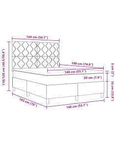 Letto a molle con materasso Verde Scuro 140 x 190 cm Tessuto 2