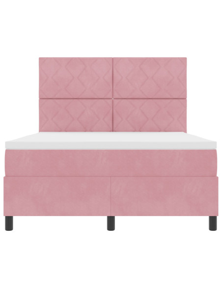 Rete a Doghe con Materasso  Rosa 140x190 cm Velluto