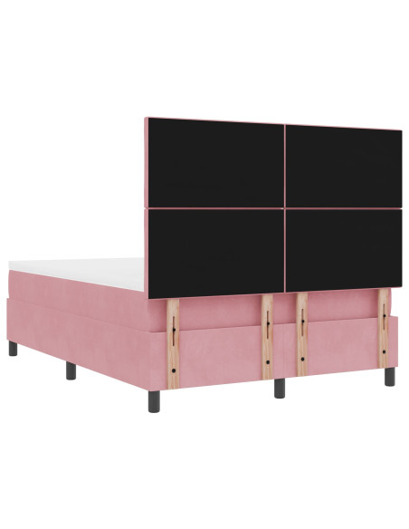 Rete a Doghe con Materasso  Rosa 140x190 cm Velluto