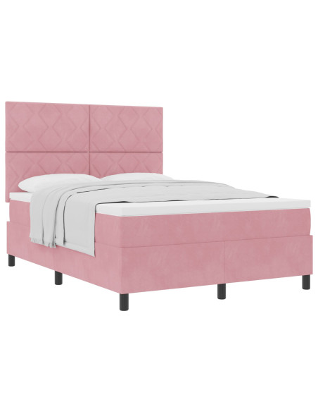Rete a Doghe con Materasso  Rosa 140x190 cm Velluto
