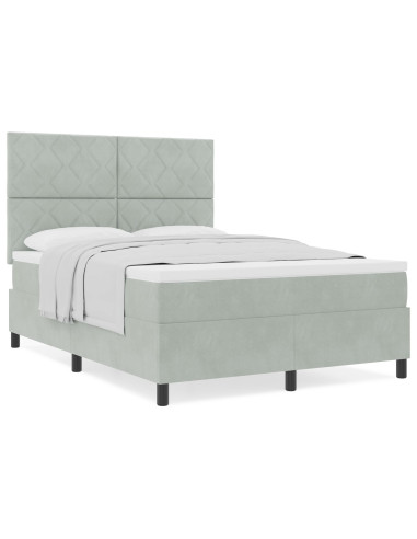 Letto a molle con materasso Grigio chiaro 140 x 200 cm Tessuto