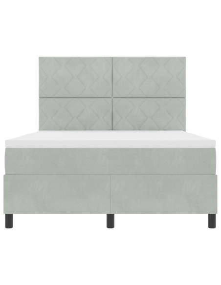 Letto con Box Spring e Materasso Grigio Chiaro 140x200 cm in Velluto