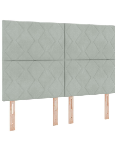 Letto con Box Spring e Materasso Grigio Chiaro 160x200 cm in Velluto