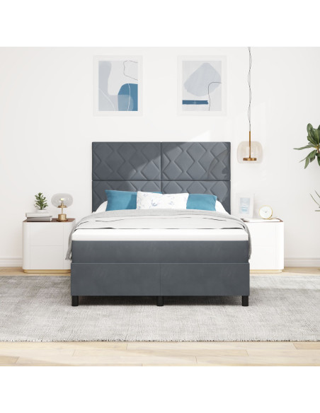 Letto Box Spring con Materasso Grigio Scuro 160x200 cm Velluto